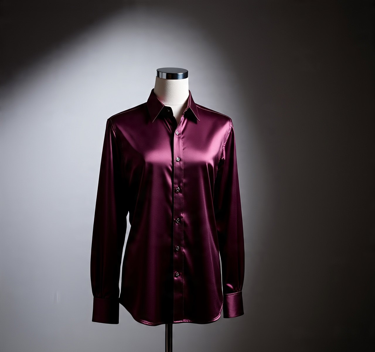 a_shiny_maroon_satin_party_wear_shirt Maroon Party Wear Satin Shirt - Image 1